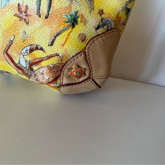 Piero Guidi Magic Circus Yellow shoulder Tote bag purse Italy EUC Made in Italy - Picture 4 of 8